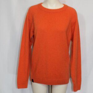 Makia  Helsinki merino wool sweater orange crew neck  woman unisex size Medium